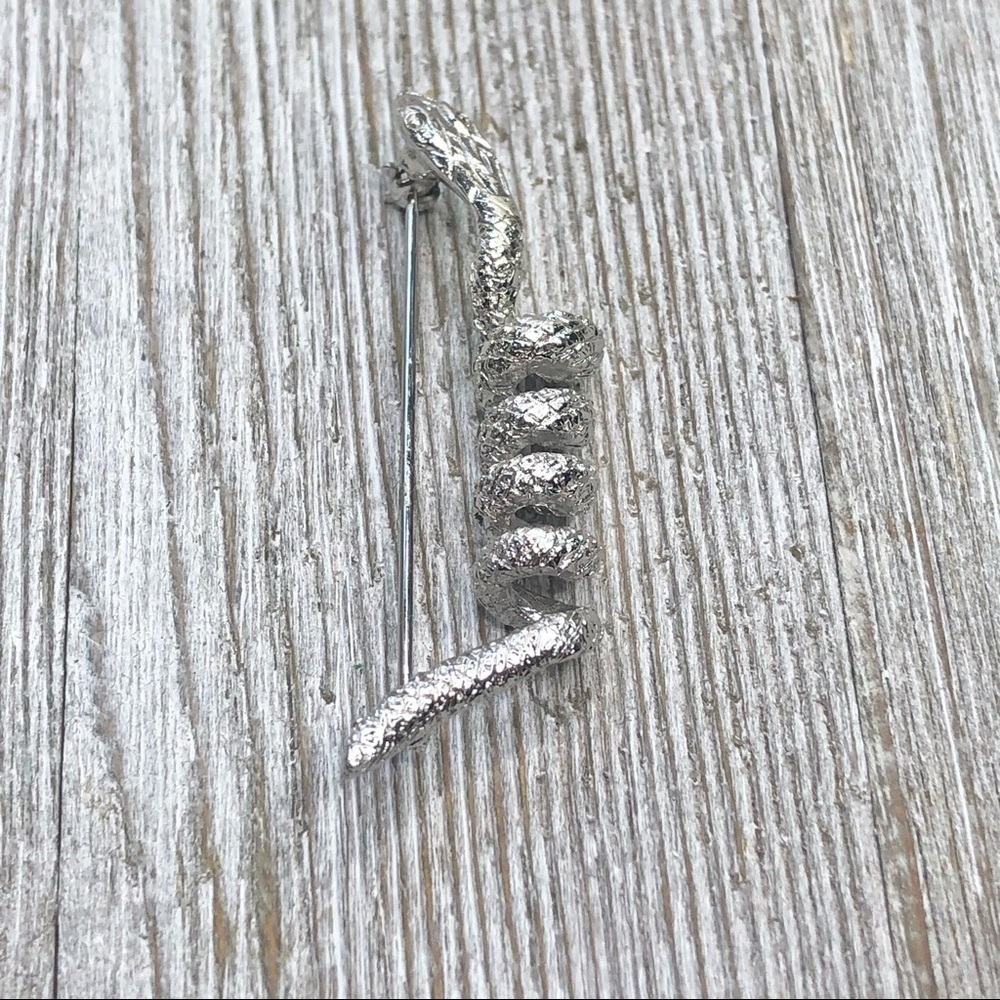 Vintage Coiled Silver Snake Pin